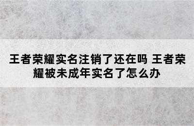 王者荣耀实名注销了还在吗 王者荣耀被未成年实名了怎么办